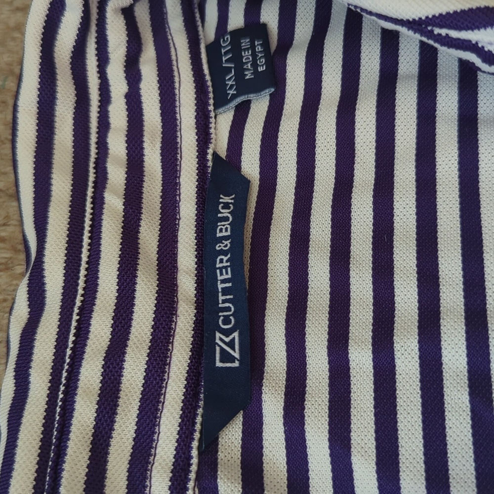 Mens Cutter Buck East Carolina Pirates Striped Polo Size XXL Purple/White - Picture 3 of 7